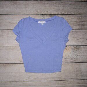 Hashttag Blue Ribbed Cropped Top S